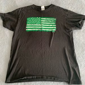 Mens Irish Green American Flag Shirt Large‎